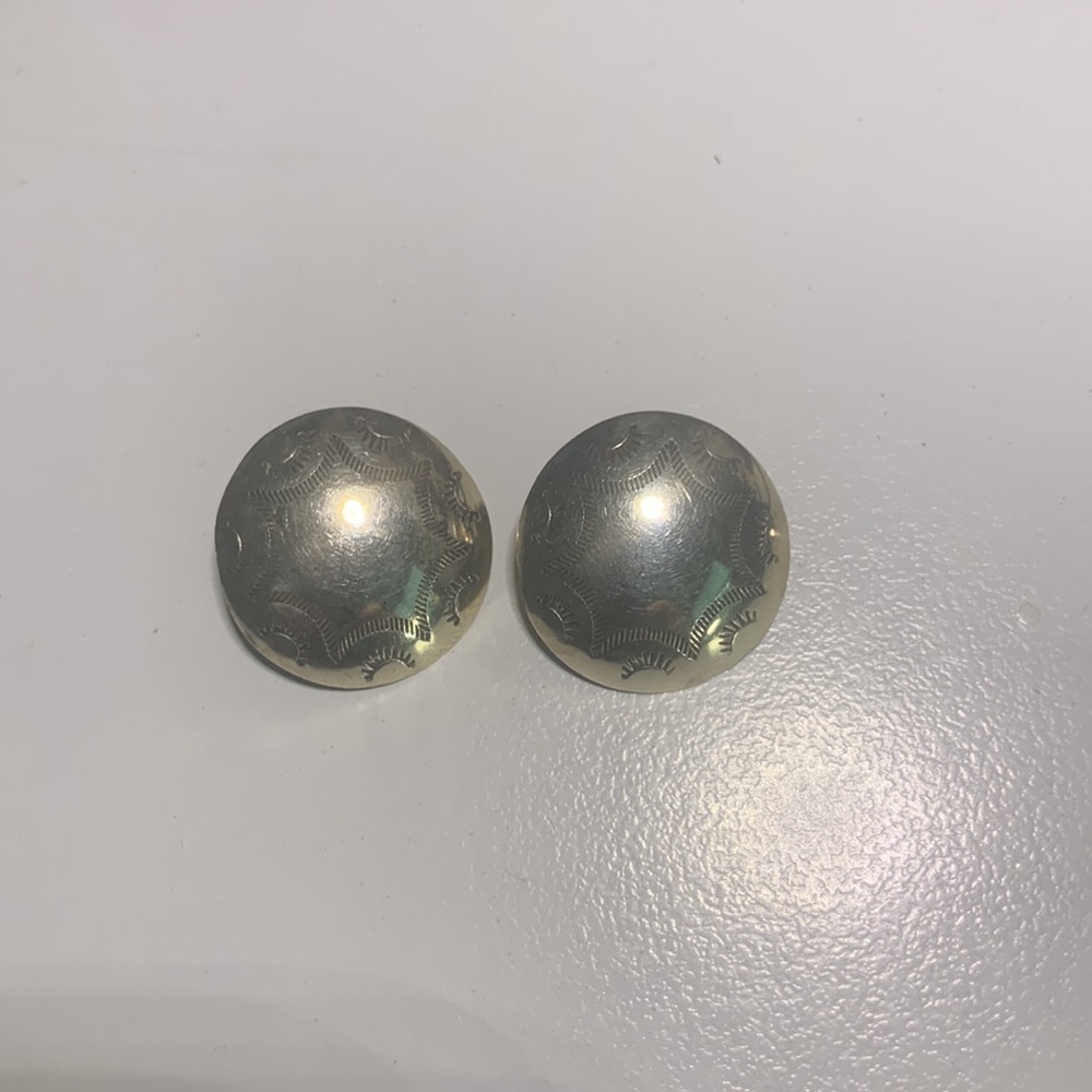 Vintage signed sterling small sterling silver round 0.5” clip on earrings - Picture 2 of 8